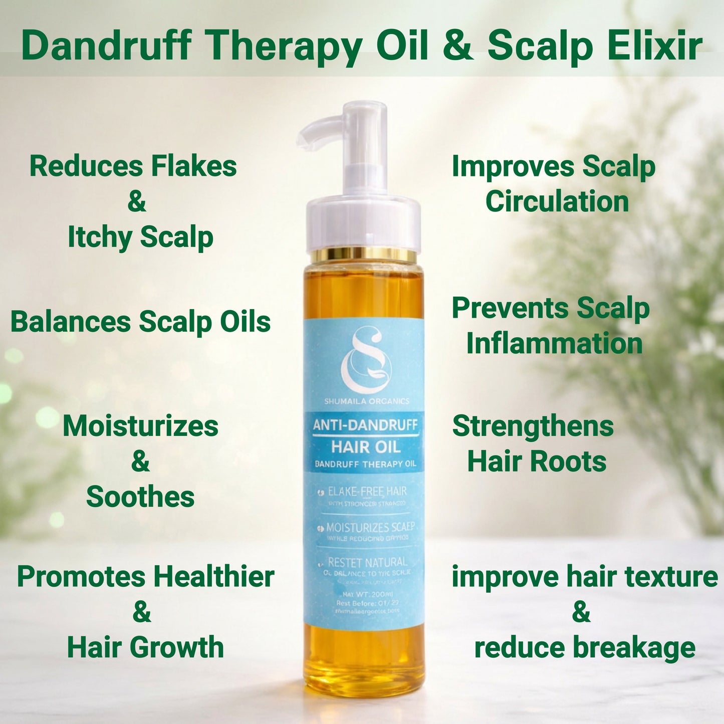 Dandruff Therapy Oil & Scalp Elixir by Shumaila Organics